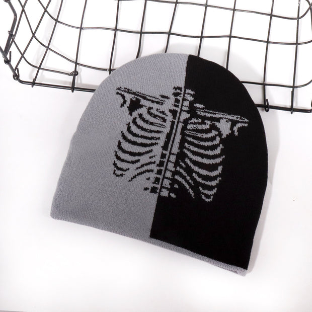Personalized fashion skeleton jacquard knitted hat