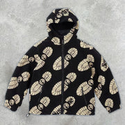 Casual treading shoes printed street home lamb velvet jacket