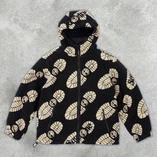 Casual treading shoes printed street home lamb velvet jacket