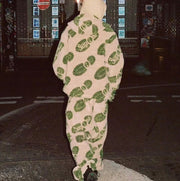 Casual treading shoes printed street home lamb velvet jacket