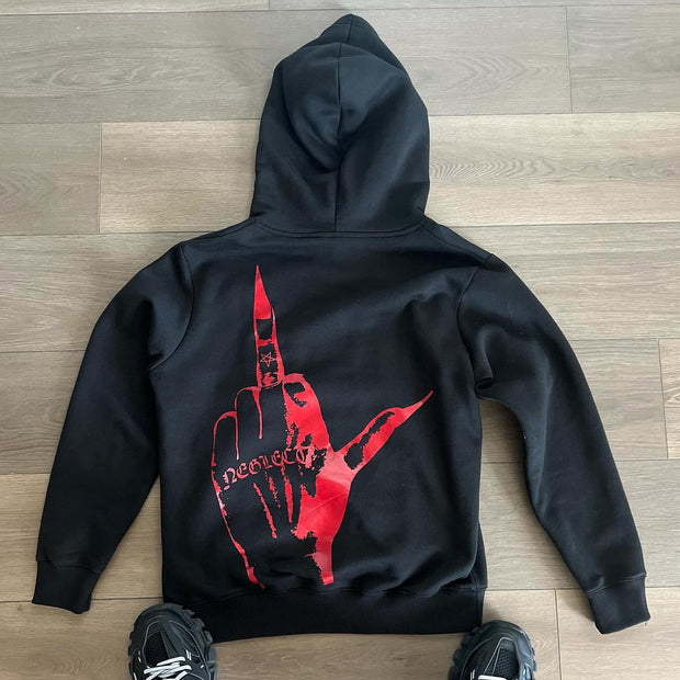 Neglect Print Long Sleeve Hoodies