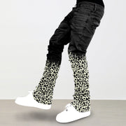 Vintage fashion leopard piled jeans