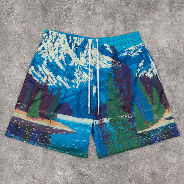 Fashion statement print mesh shorts