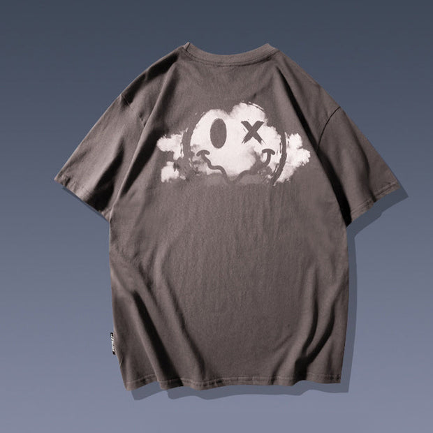 ins tide smiling face cloud trend short-sleeved T-shirt