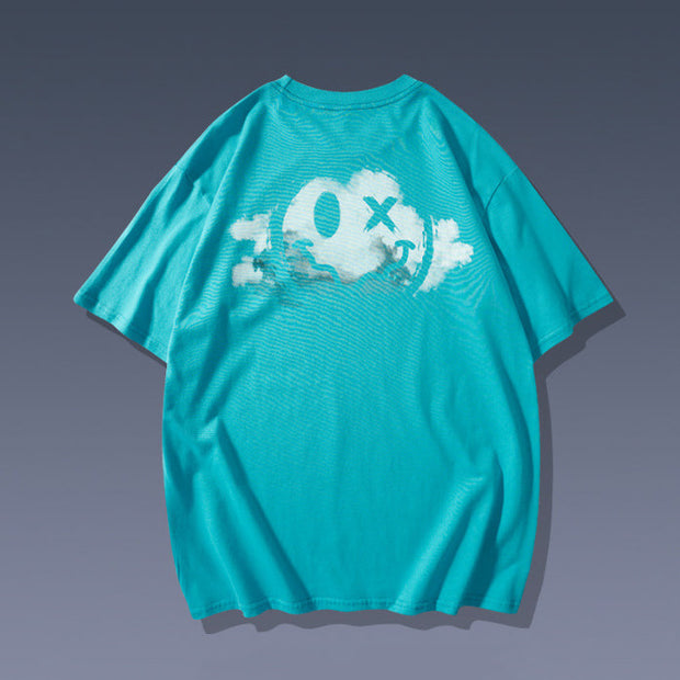 ins tide smiling face cloud trend short-sleeved T-shirt