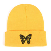 Butterfly embroidery knitted hat hip hop woolen cap warm cap cold cap