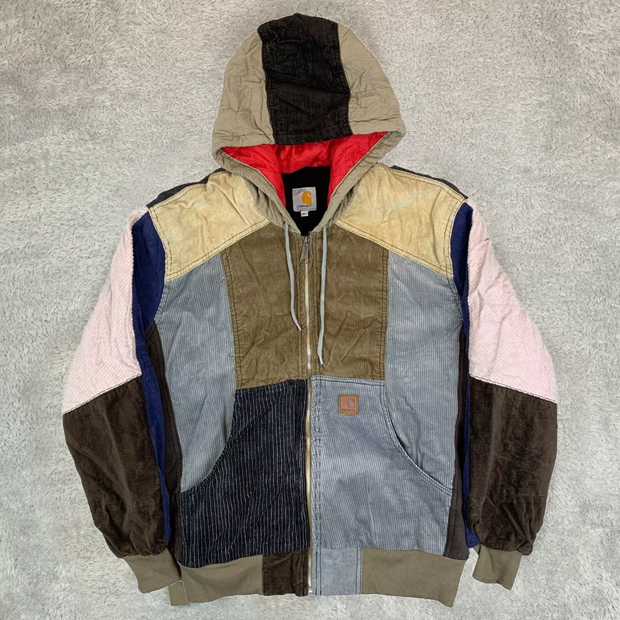 Vintage Corduroy Zipper Contrast Jacket