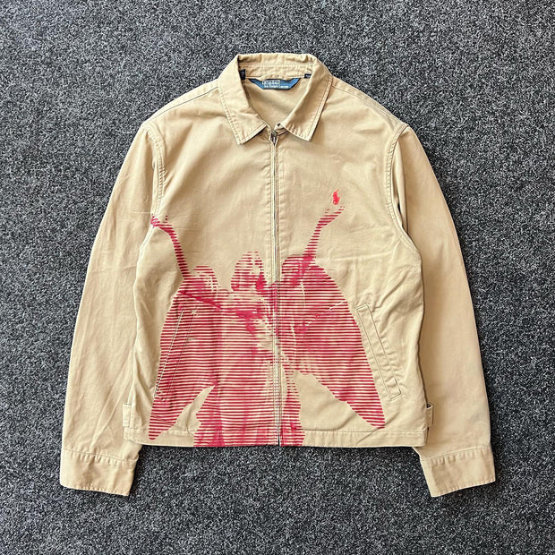 Fashionable Retro Lady Liberty Pattern Thin Jacket