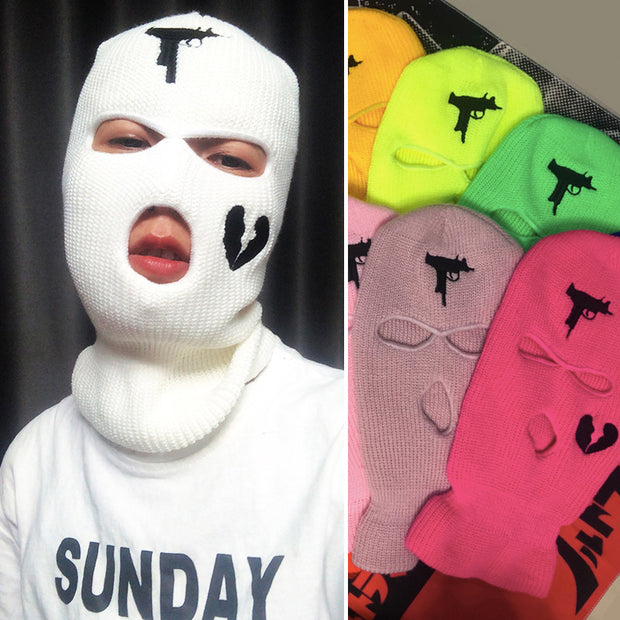 Broken heart street three-hole cap ski mask hat