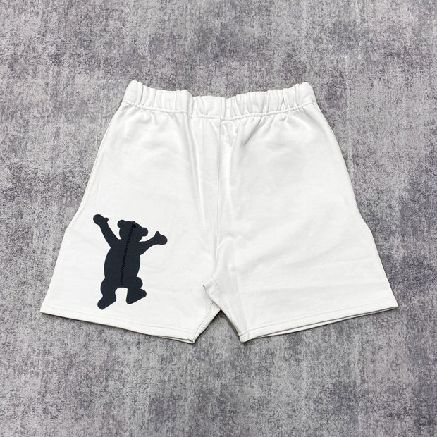Casual Bear Print Track Shorts