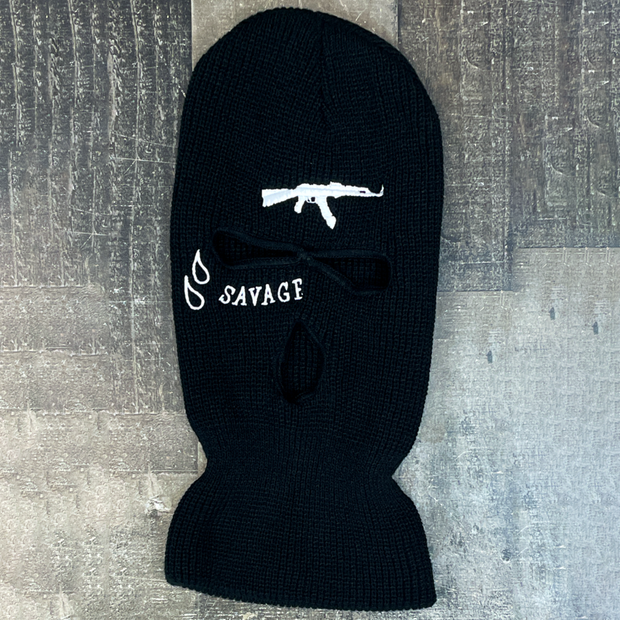 Street style firearms printed knitted mask hat
