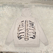 Personalized street style long-sleeved bone print hoodie