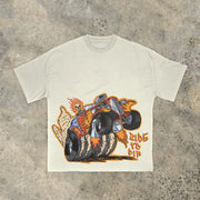 Trendy casual truck print short-sleeved T-shirt