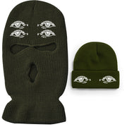 Eyes three-hole couple knit hat