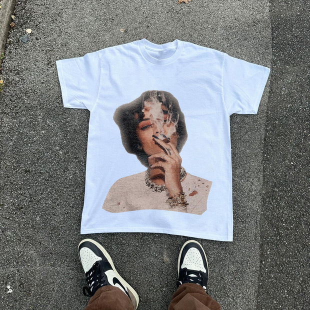 Oversized T-shirt with pop singer print