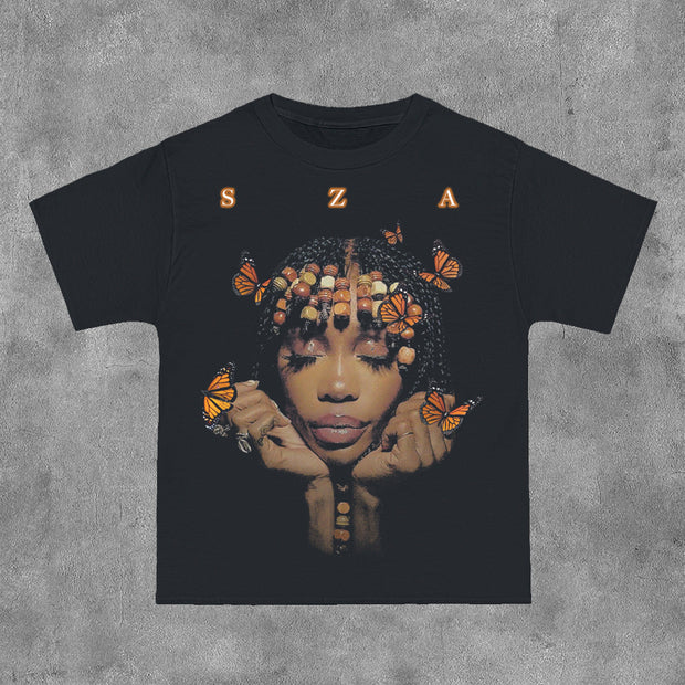 Butterfly Print Short Sleeve T-Shirt