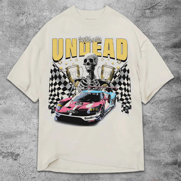 Skull Racing Graphic Print Short Sleeve T-Shirt