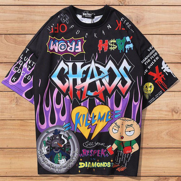 Fashion street style round neck T-shirt