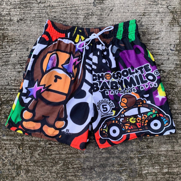 Hip-hop casual street retro trend mesh shorts