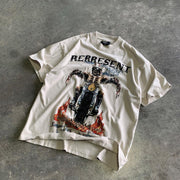 Personalized street style print round neck short sleeve T-shirt men