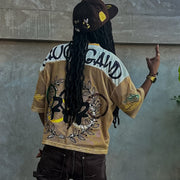 Casual street retro patchwork mesh jersey