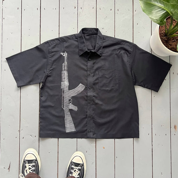 Casual Toys Print Button Short Sleeve Shirt