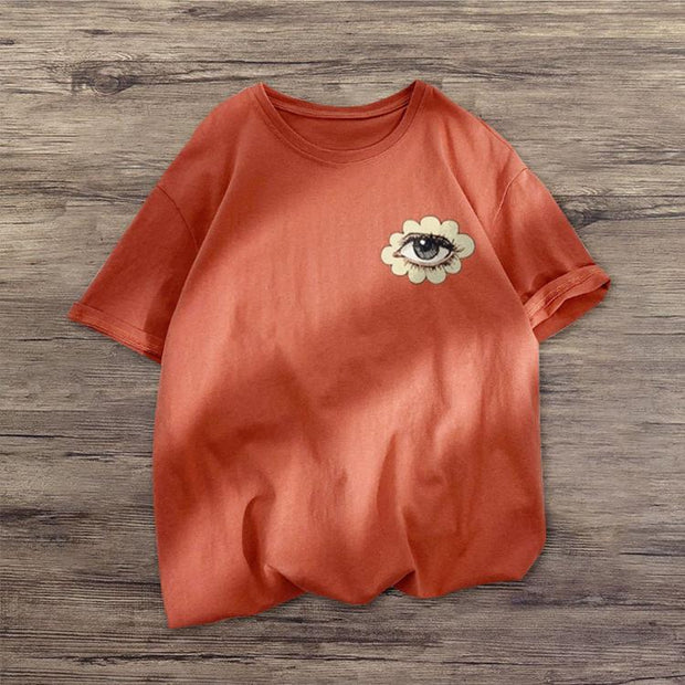 Personalized sweet print loose short-sleeved T-shirt