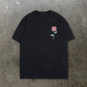 Hand drawn elements rose flower cross cartoon illustration couple men's t-shirt