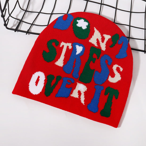Personalized all-match letter jacquard knitted hat