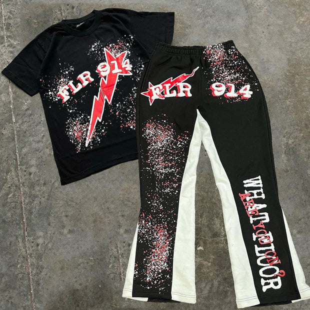 Flr Print T-Shirt Trousers Two-Piece Set