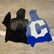 Diamond Print Zip Vintage Washed Hoodie