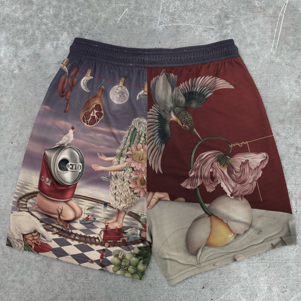 Trend Art Print Vintage Casual Shorts