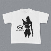 Fashion personality print round neck loose T-shirt