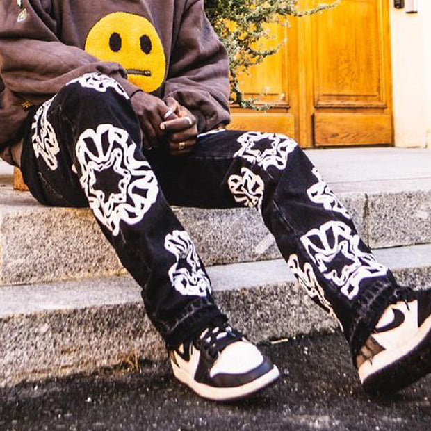 Casual vintage printed denim