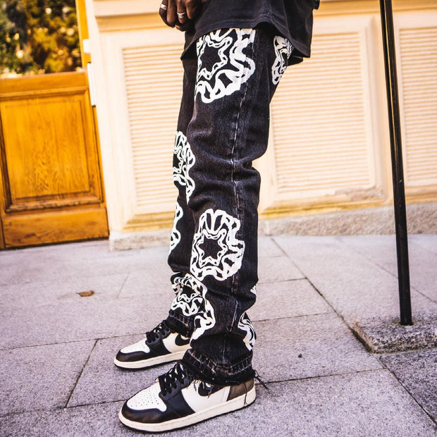 Casual vintage printed denim