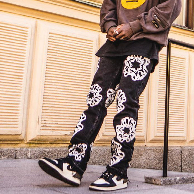 Casual vintage printed denim