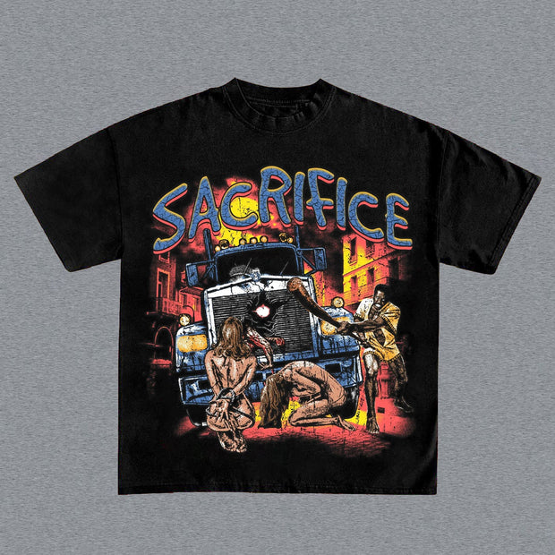 street hip hop retro print T-shirt