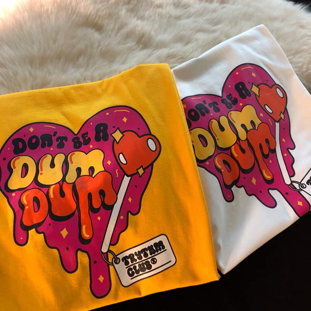 Glossy hip-hop layered peach heart short-sleeved t-shirt