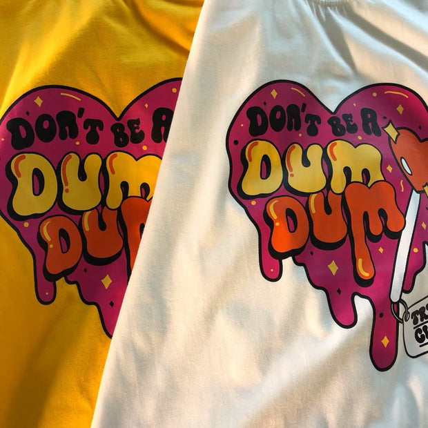 Glossy hip-hop layered peach heart short-sleeved t-shirt