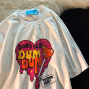 Glossy hip-hop layered peach heart short-sleeved t-shirt