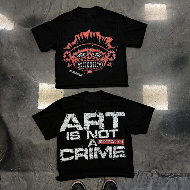 Art Is Not A Crime Print Short Sleeve T-Shirt