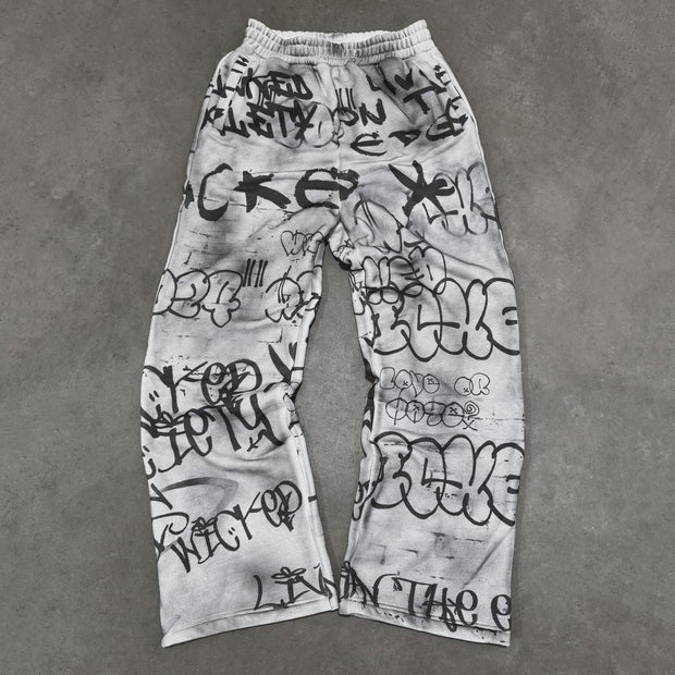 Graffiti casual street retro heavyweight sweatpants