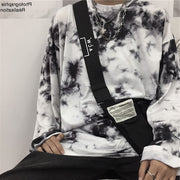 Gradient tie-dye loose round neck long sleeve T-shirt