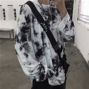 Gradient tie-dye loose round neck long sleeve T-shirt