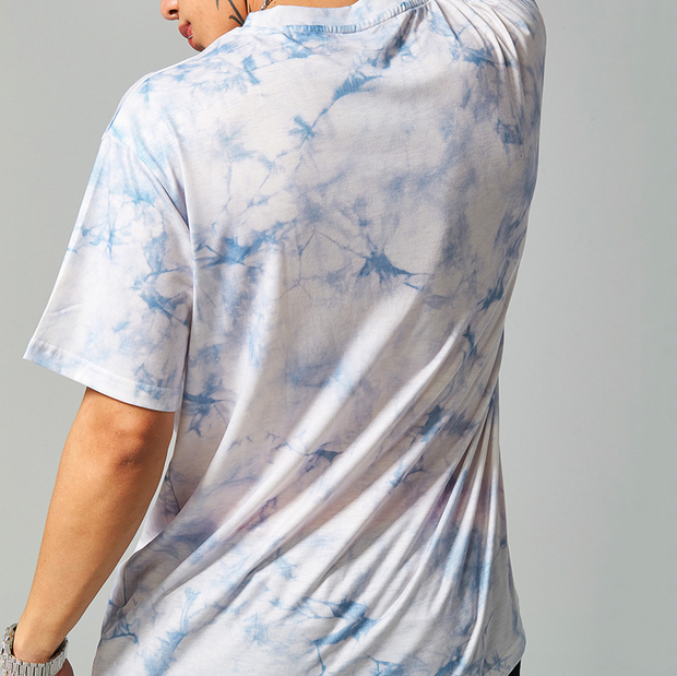 Tie-dye street letters abstract print short-sleeved T-shirt