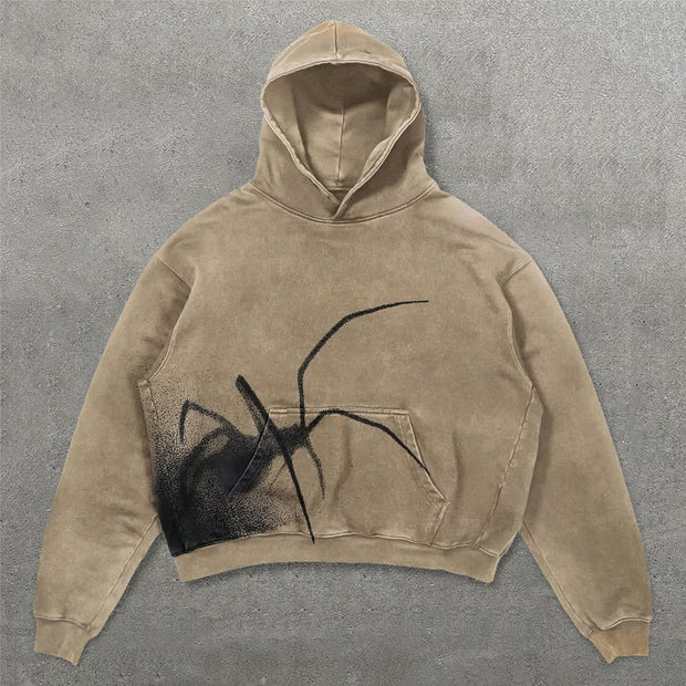 Casual Spider Print Long Sleeve Hoodies