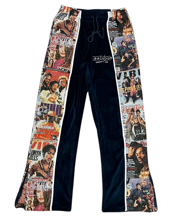Retro print patchwork trousers
