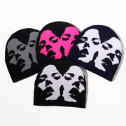 Double Face Woman Pattern Knitted Hat