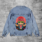 Casual retro hip-hop monkey denim jacket