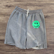 Printed casual waffle shorts